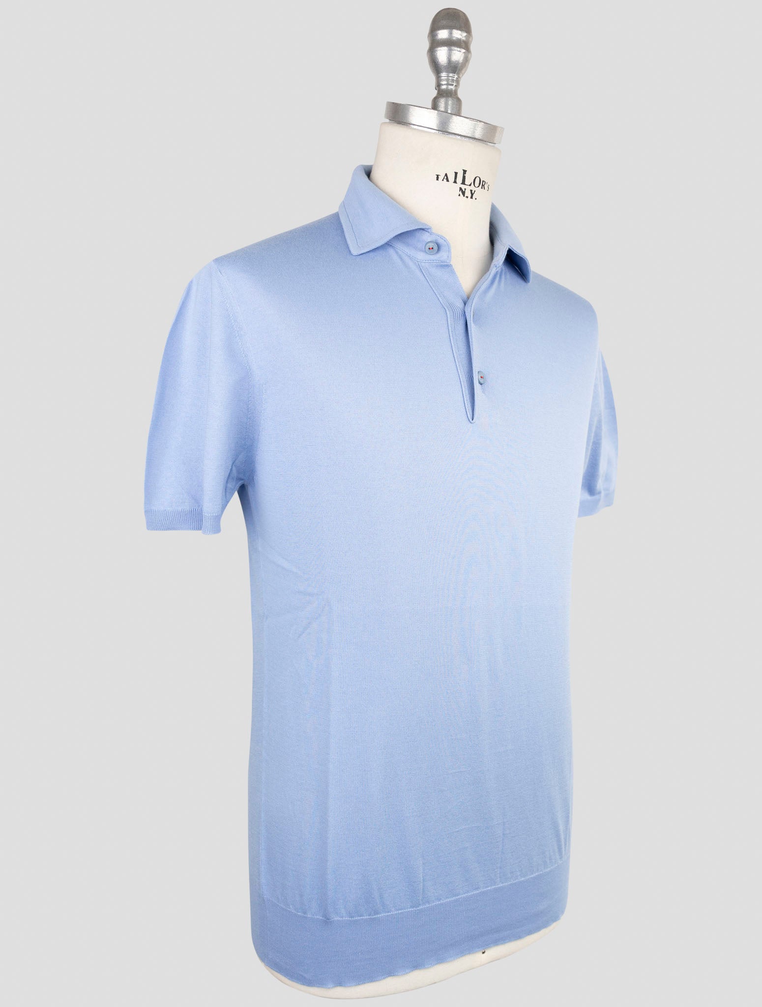 Kiton Light Blue Cotton Polo