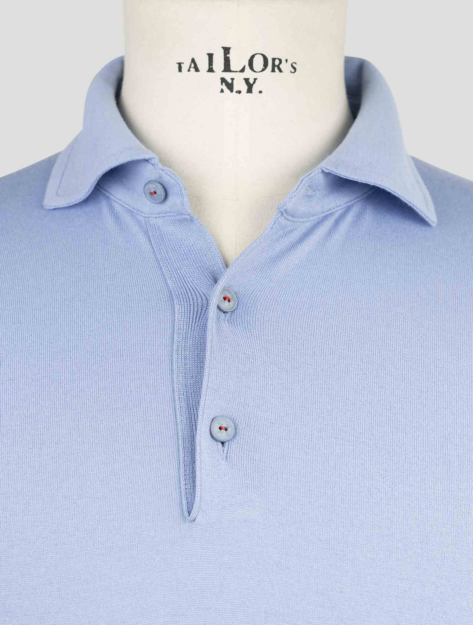 Kiton Light Blue Cotton Polo