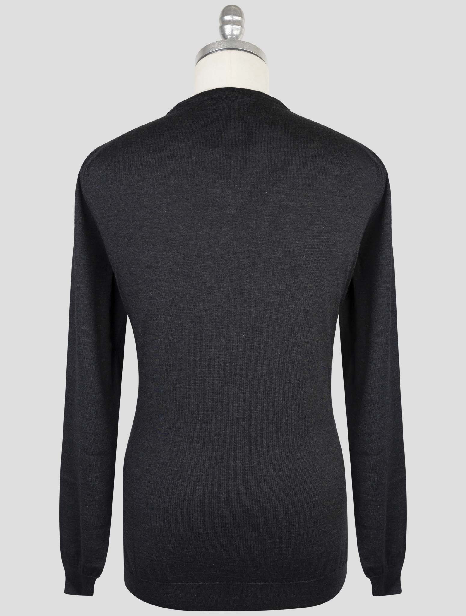Kiton Dark Gray Cashmere Silk Sweater V-Neck