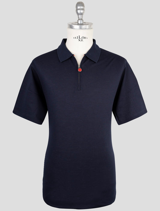 Kiton Blue Cotton Polo Half Zip