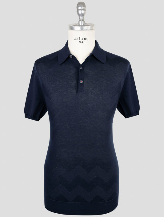Kiton Blue Cotton Polo