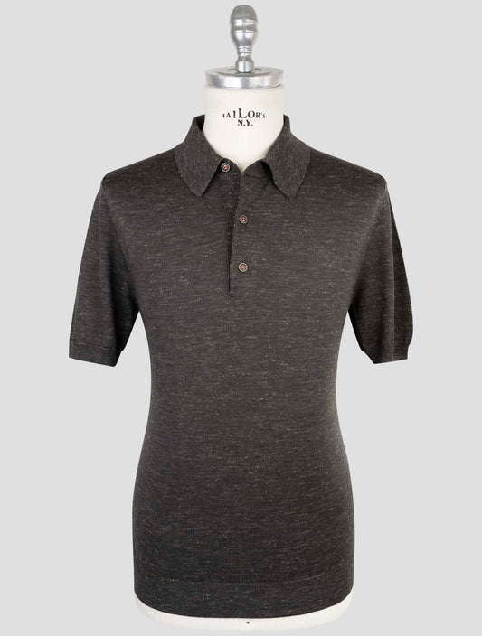 Kiton Brown Silk Cashmere Linen Polo