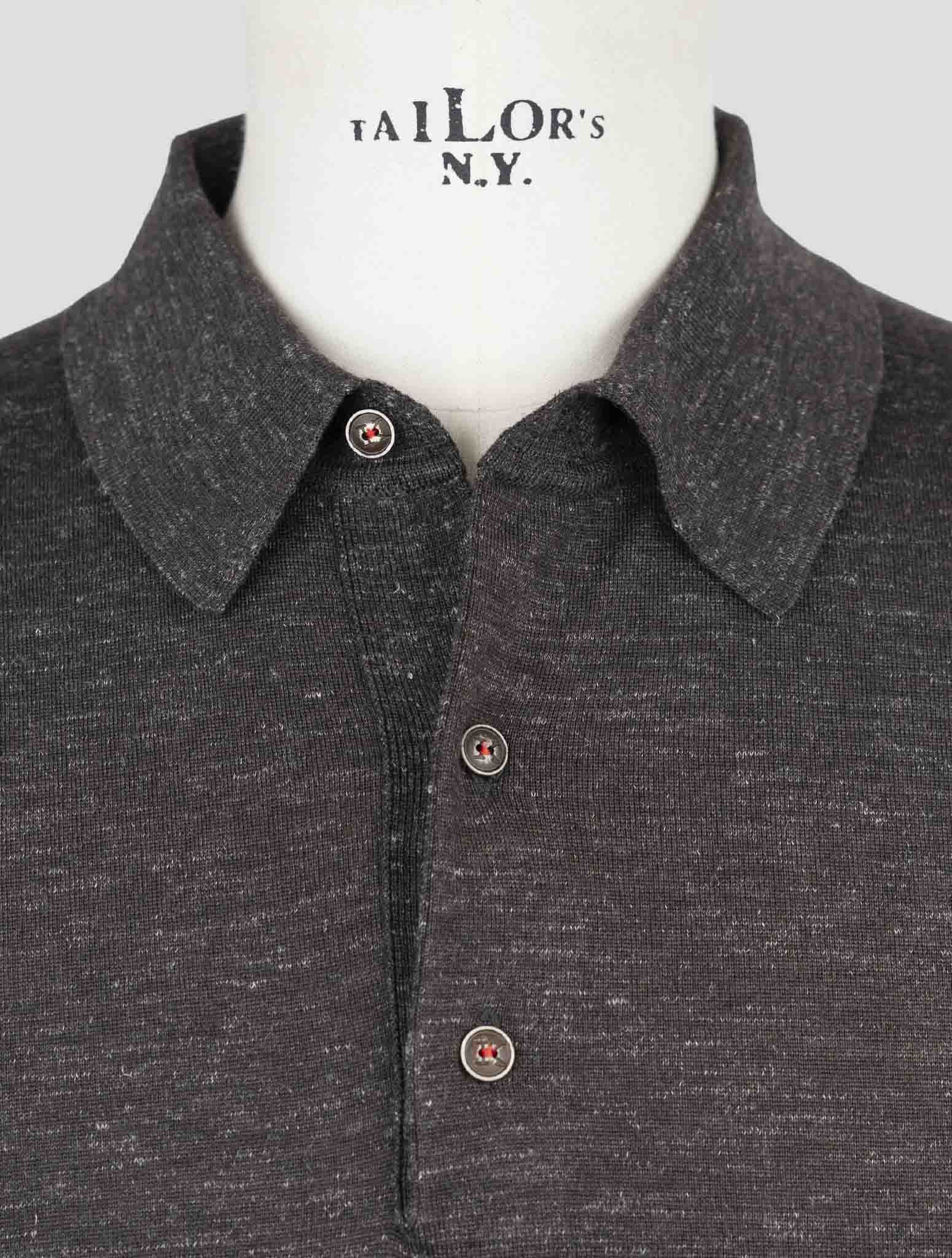 Kiton Brown Silk Cashmere Linen Polo