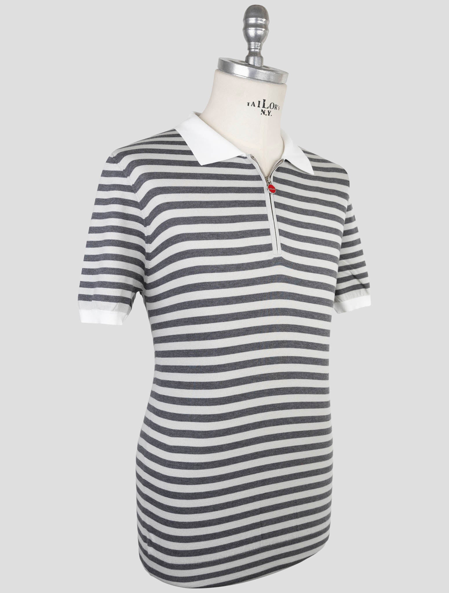 Kiton Gray Cotton Polo Half Zip