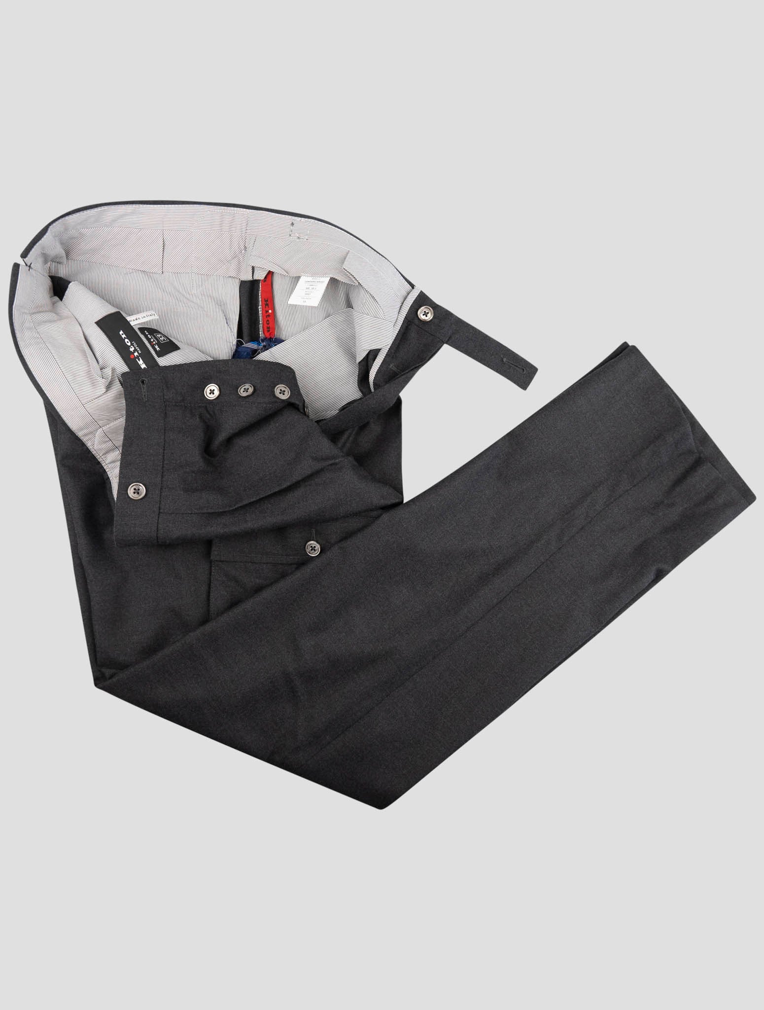 Kiton  Gray Virgin Wool  Cargo Pants
