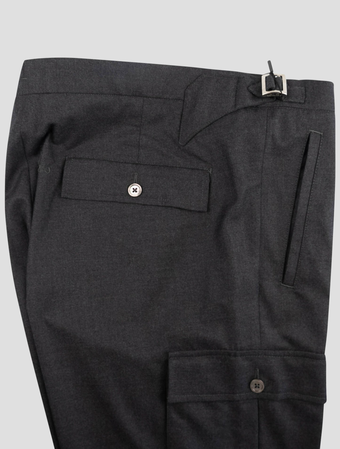 Kiton  Gray Virgin Wool  Cargo Pants