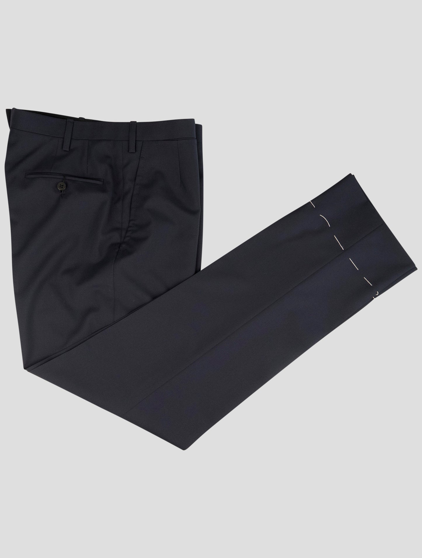 Kiton Blue Wool Dress Pants