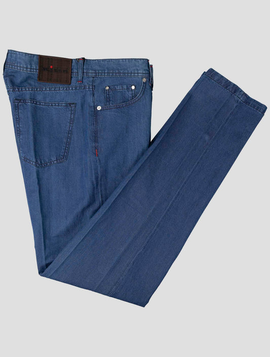 Kiton Blue Cotton Linen Jeans