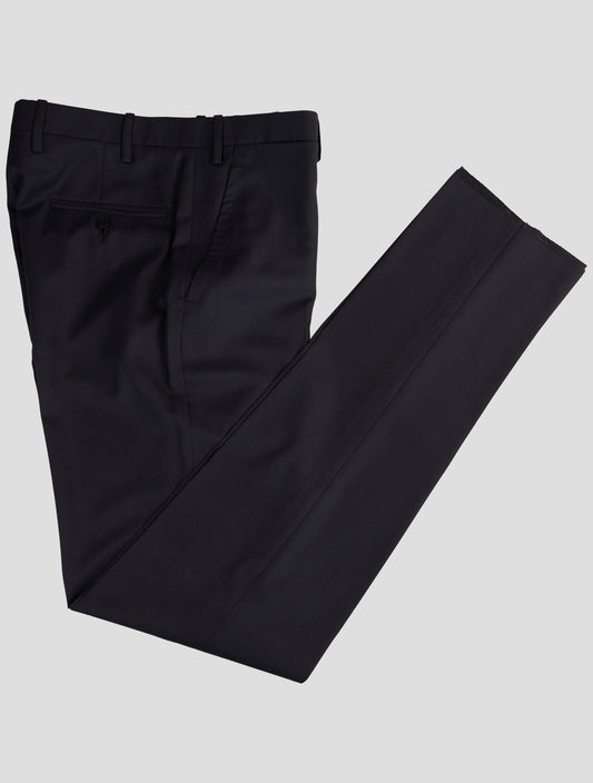 Kiton Black Wool 14 Micron Dress Pants