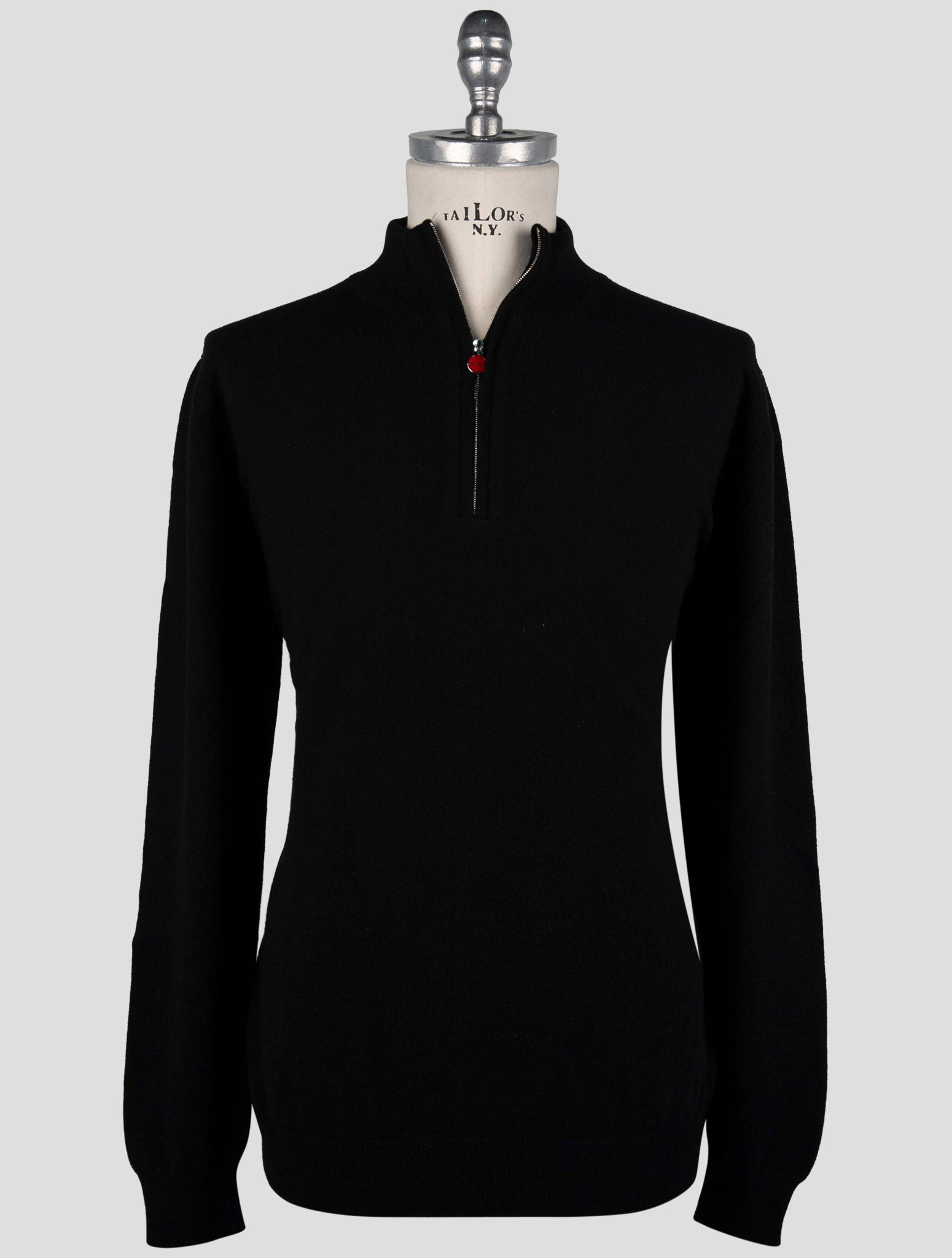 Kiton Black Cashmere Sweater Half Zip