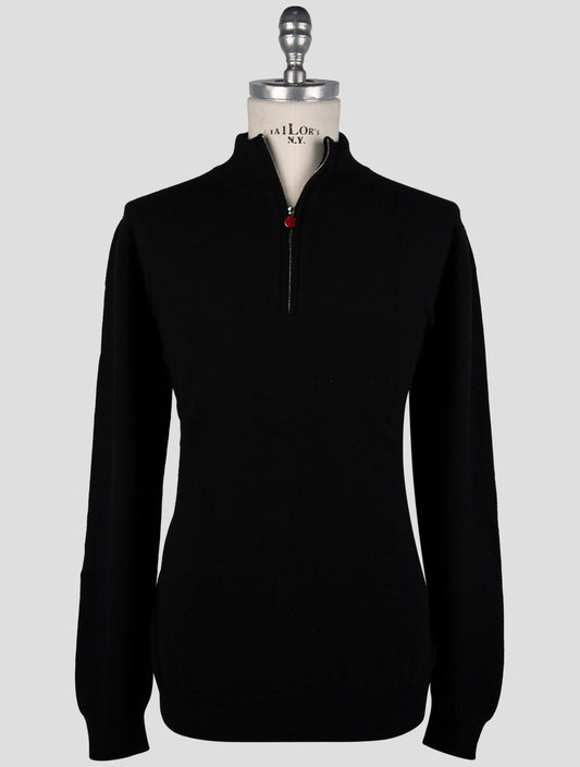 Kiton Black Cashmere Sweater Half Zip
