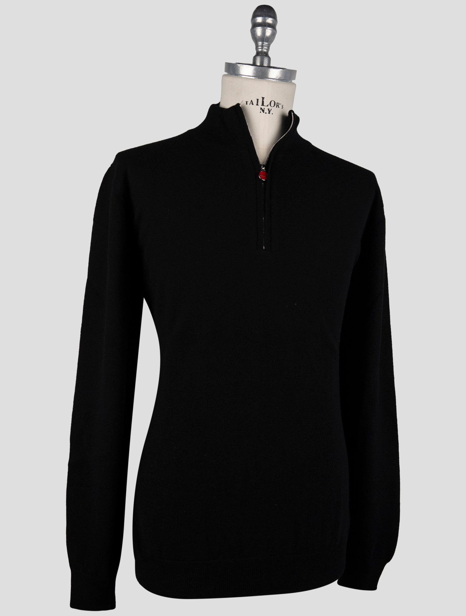 Kiton Black Cashmere Sweater Half Zip