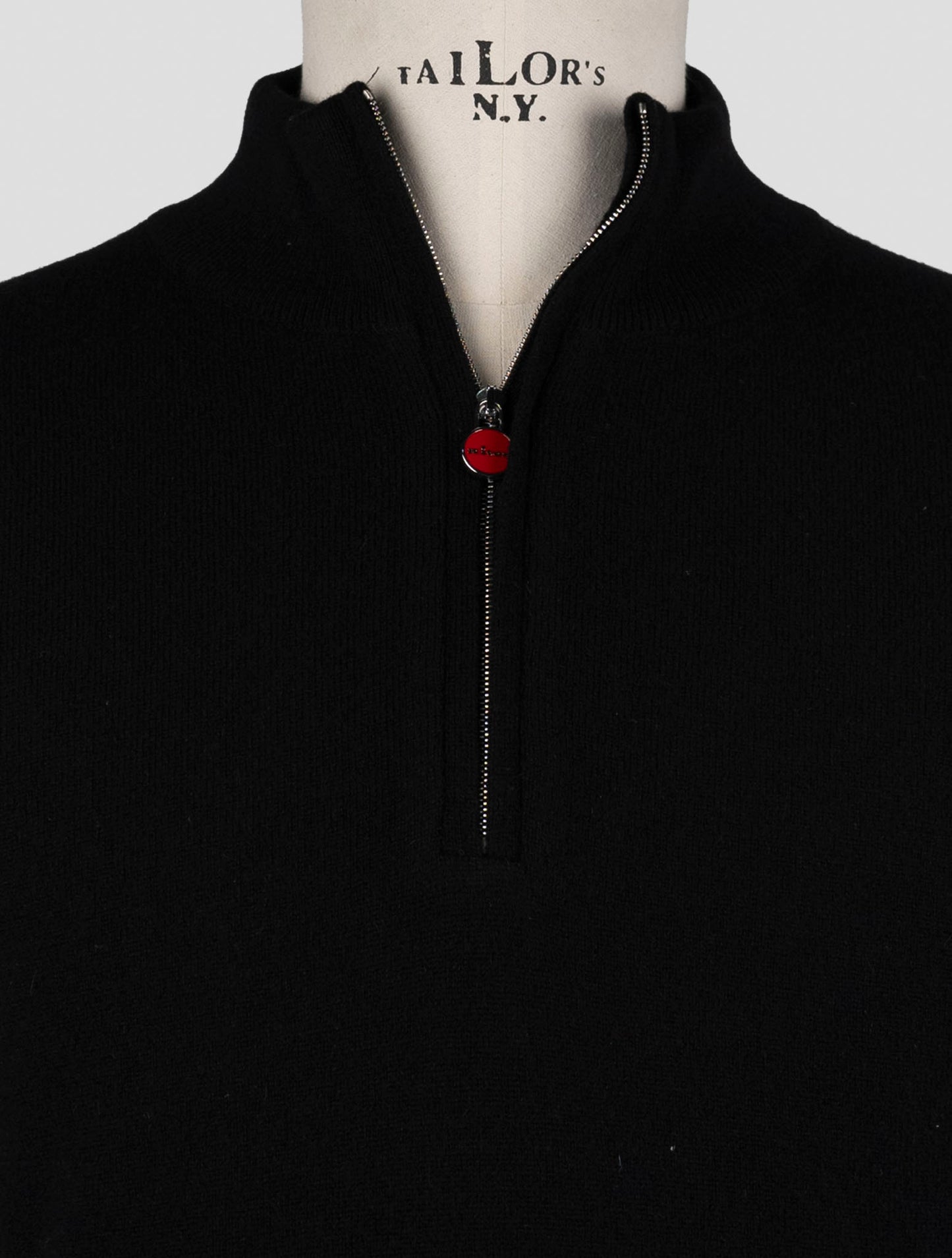 Kiton Black Cashmere Sweater Half Zip