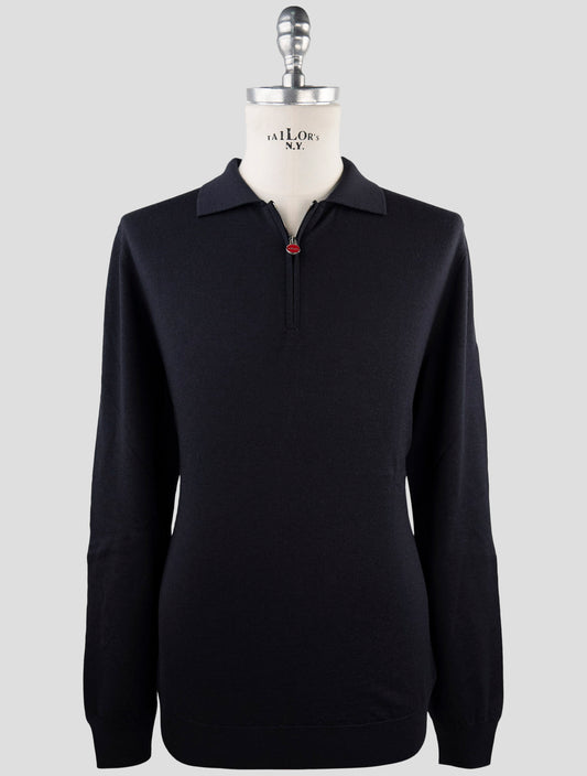 Kiton Dark Blue Wool Sweater Polo