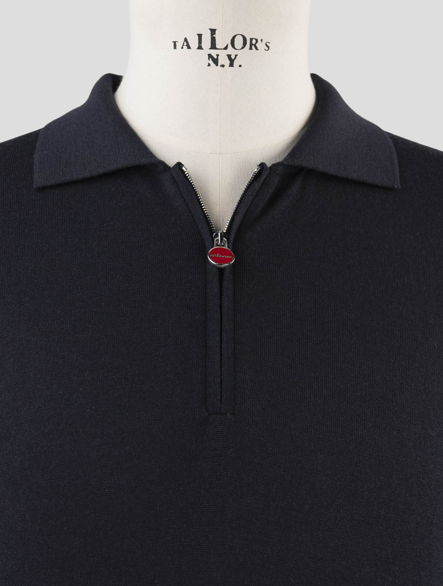 Kiton Dark Blue Wool Sweater Polo