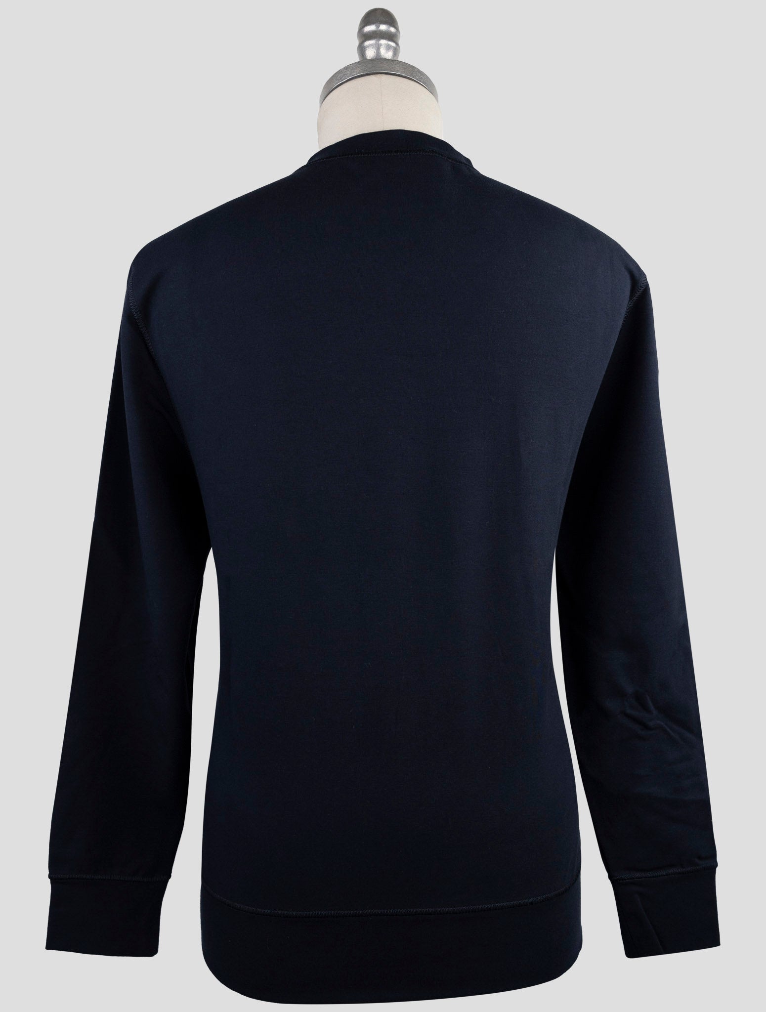 Kiton Blue Cotton Ea Sweater Crewneck