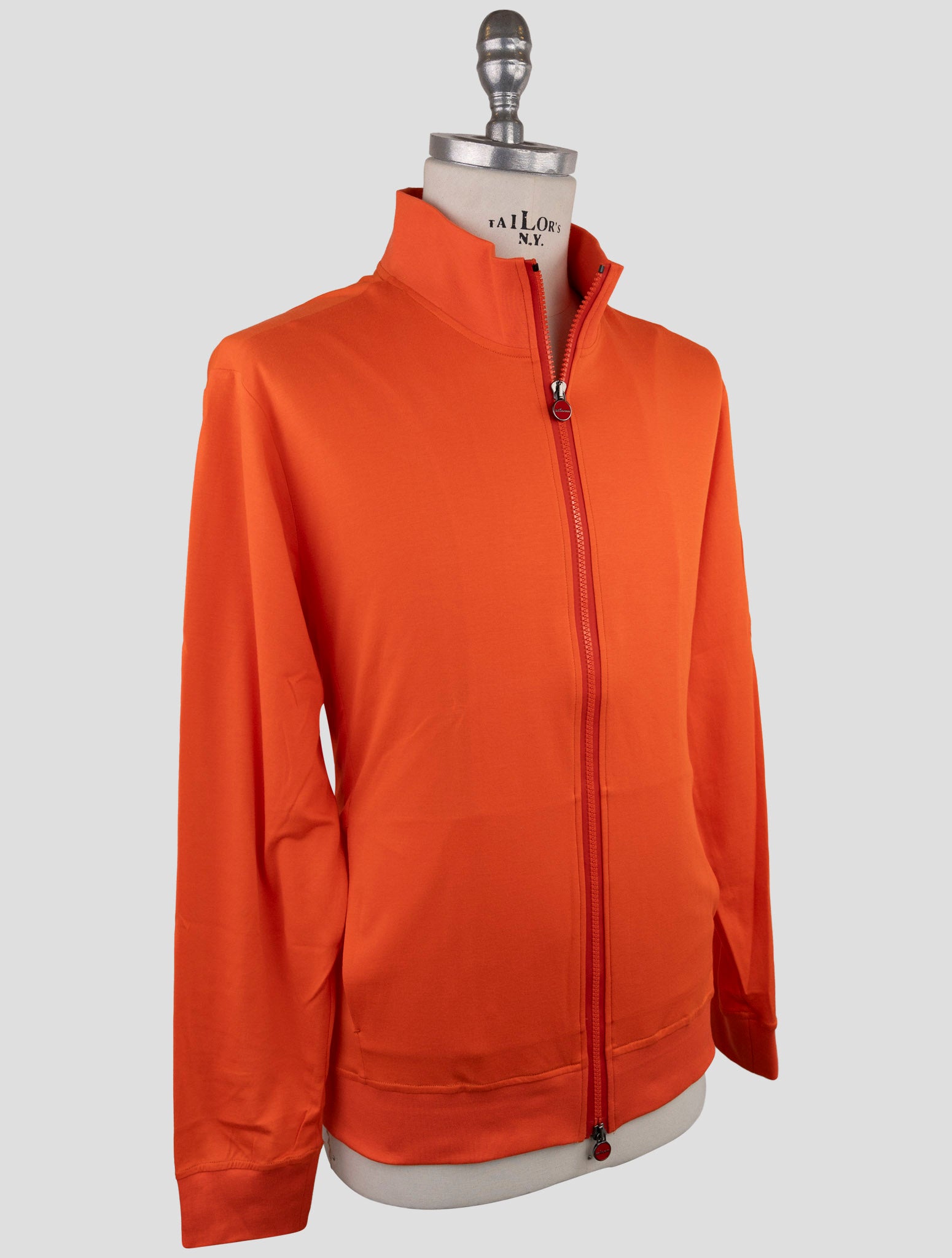 Kiton Orange Cotton Sweater Full Zip
