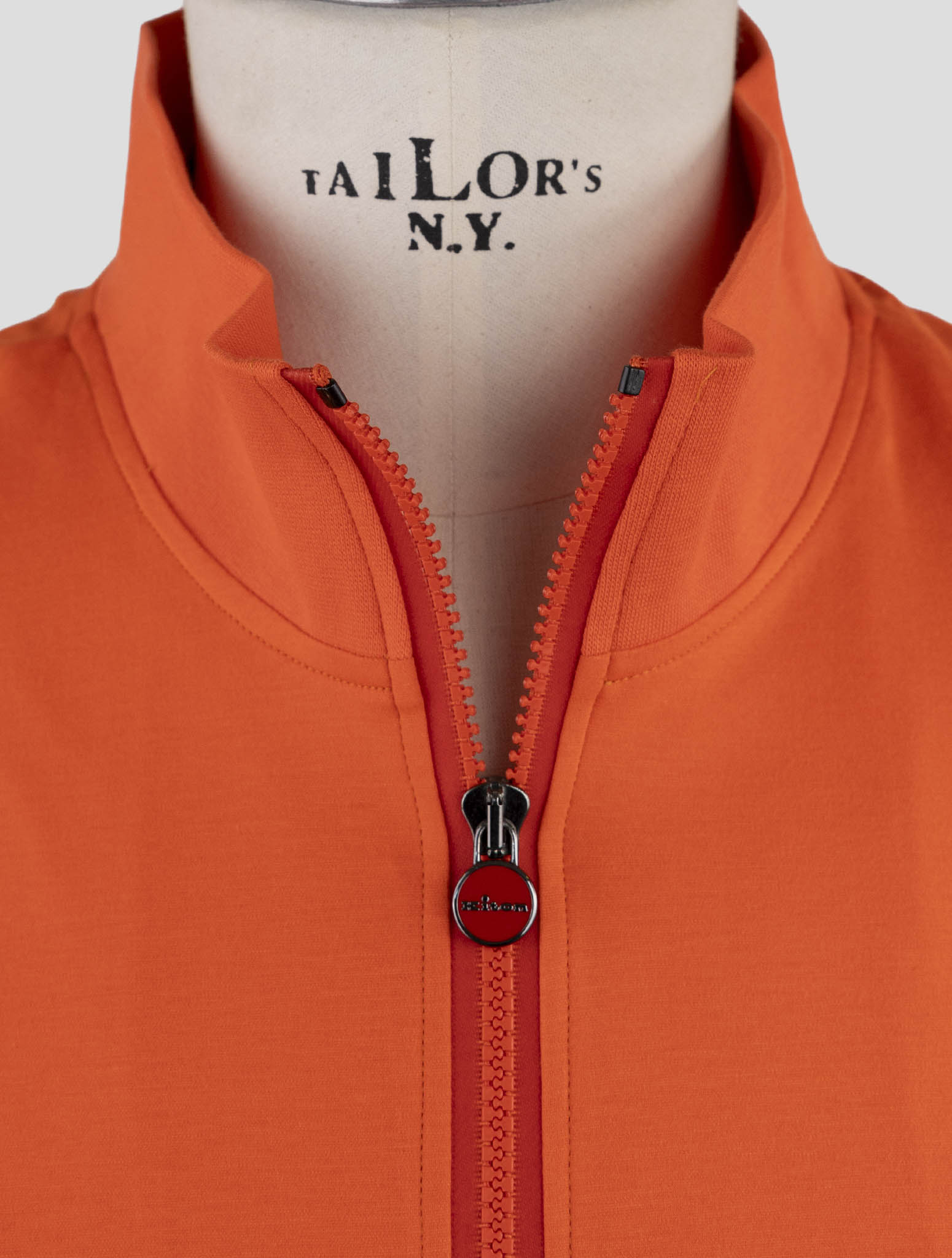 Kiton Orange Cotton Sweater Full Zip