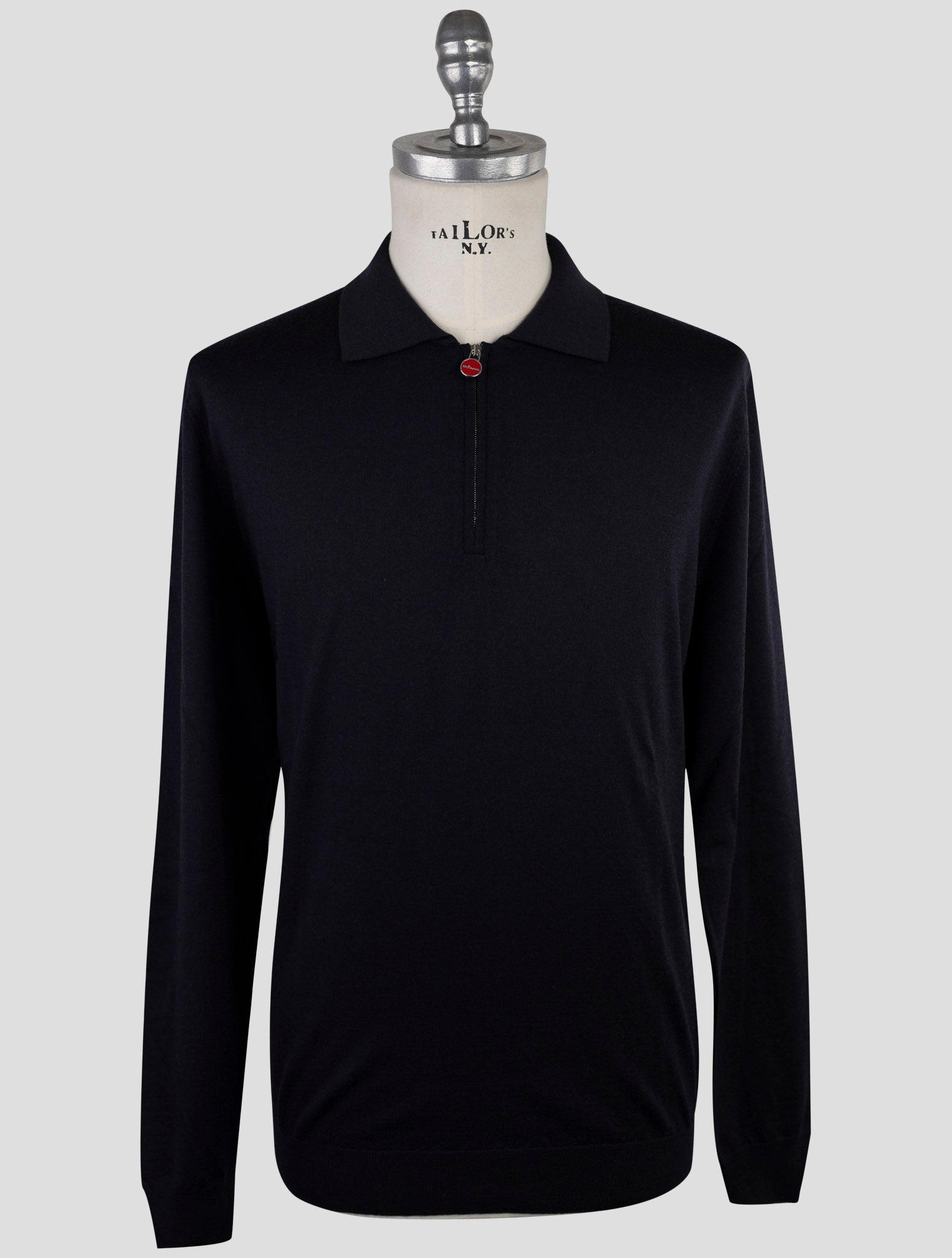 Kiton Dark Blue Wool Sweater Polo