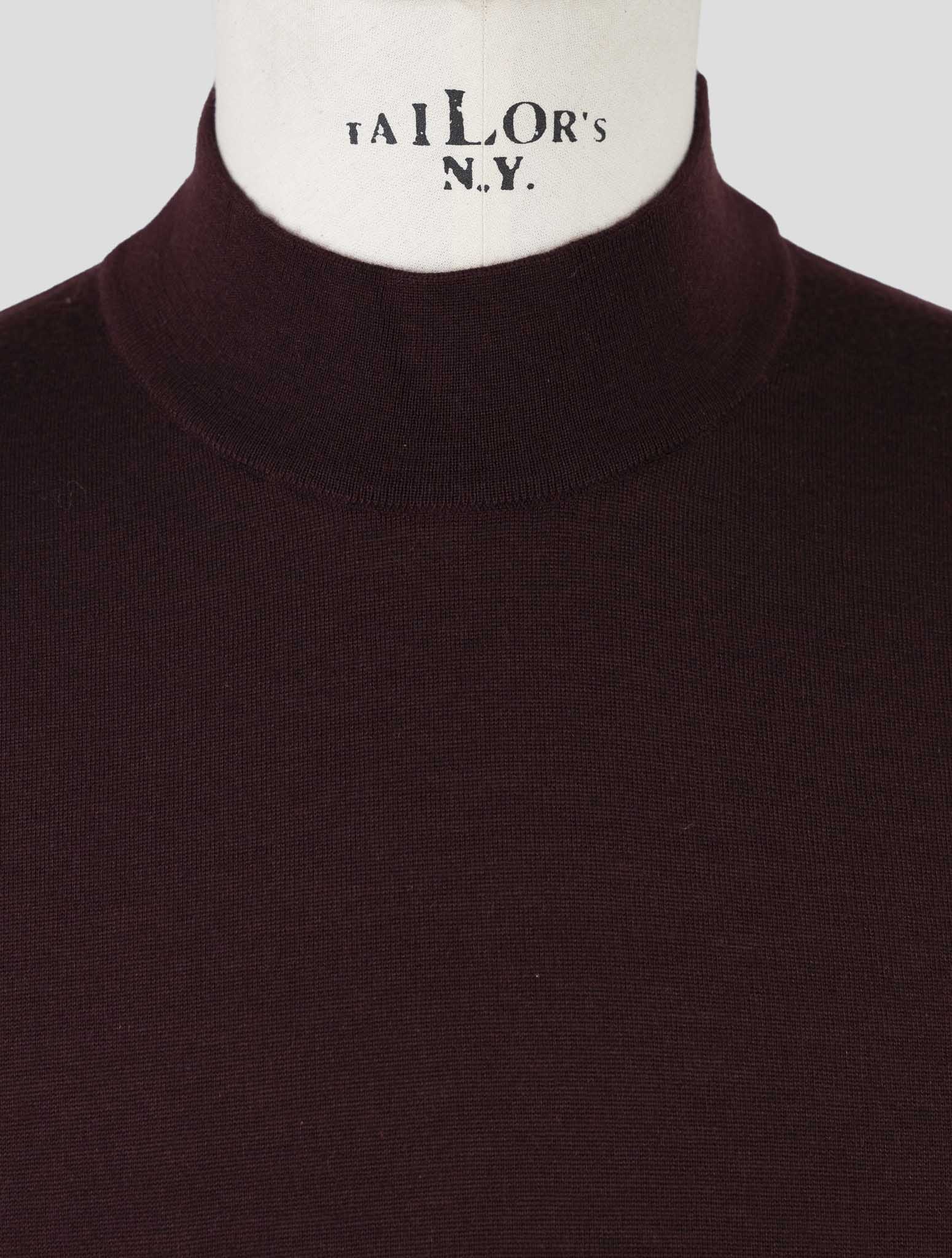 Kiton Burgundy Cashmere Silk Sweater Half Neck