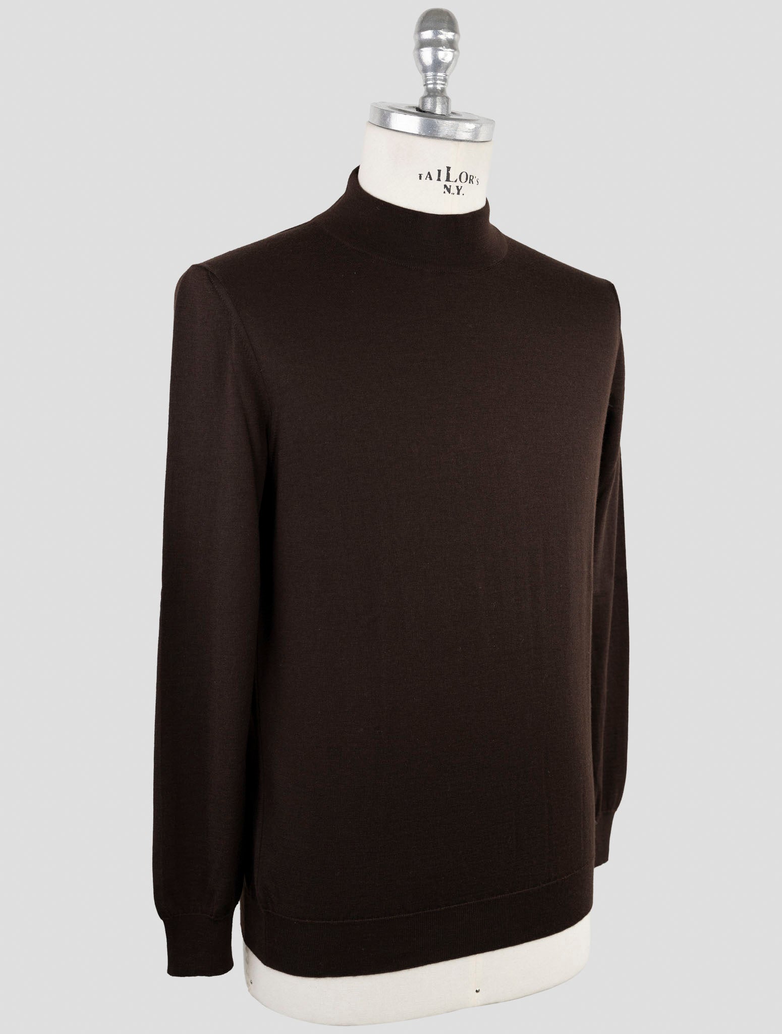 Kiton Brown Cashmere Silk Sweater Half Neck