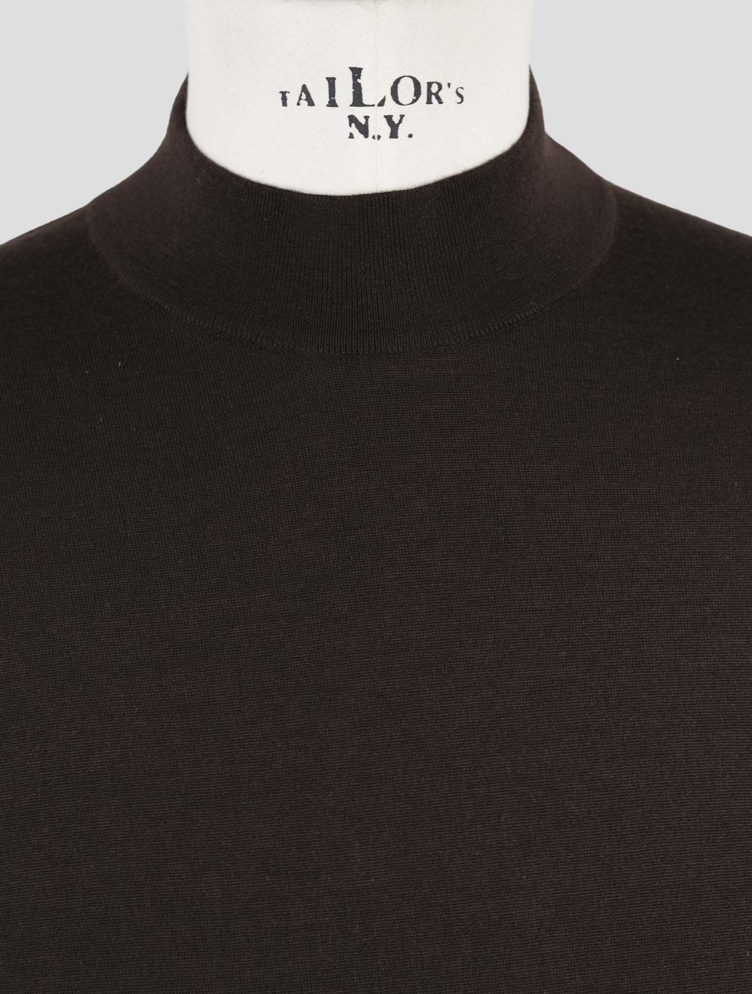 Kiton Brown Cashmere Silk Sweater Half Neck