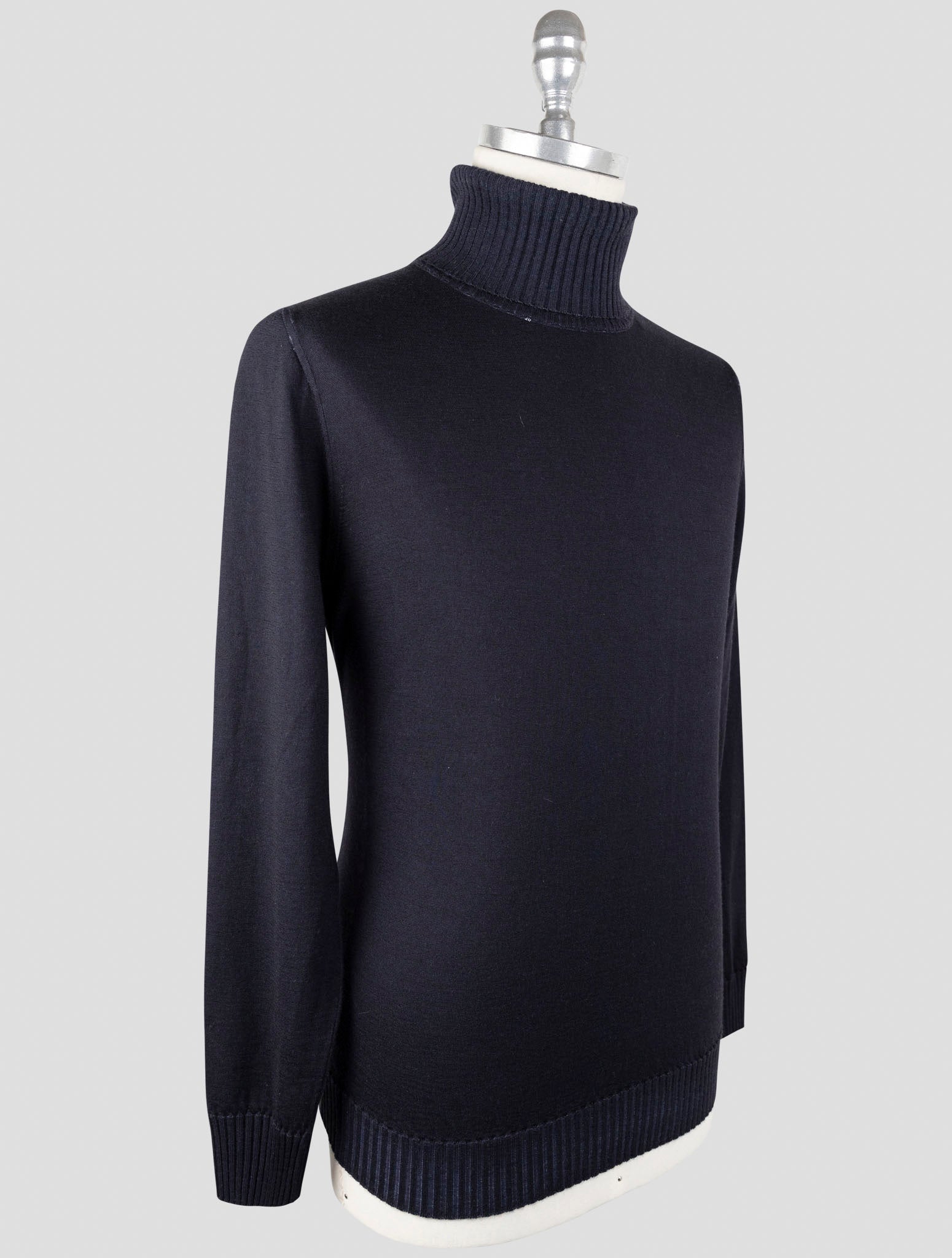 Kiton Dark Blue Cashmere Silk Sweater Turtleneck