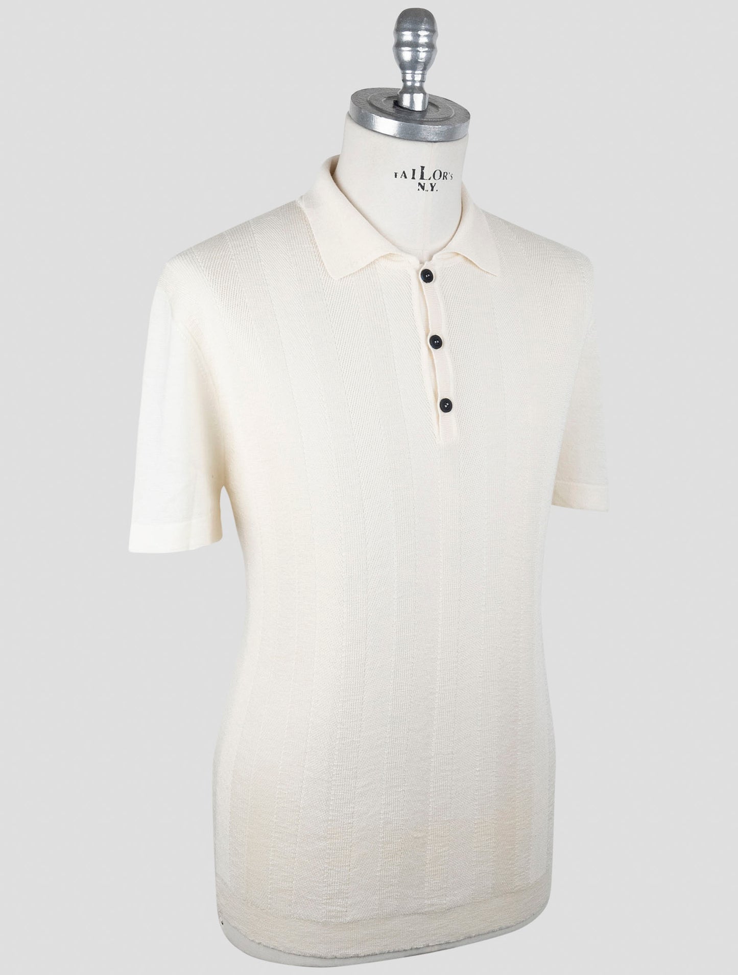Kiton Knt White Virgin Wool Silk Polo