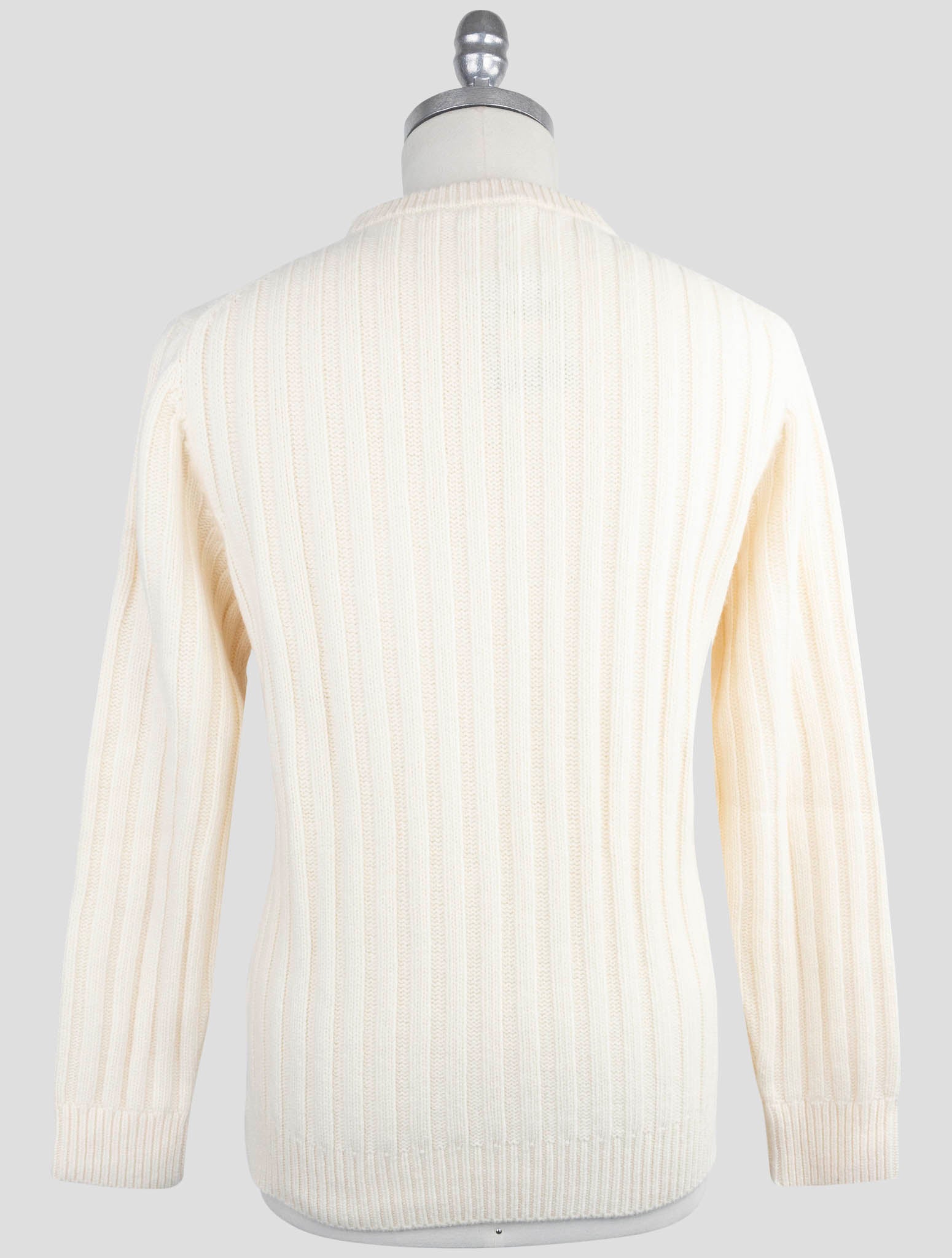 Kiton KNT White Virgin Wool Sweater Crewneck side detail