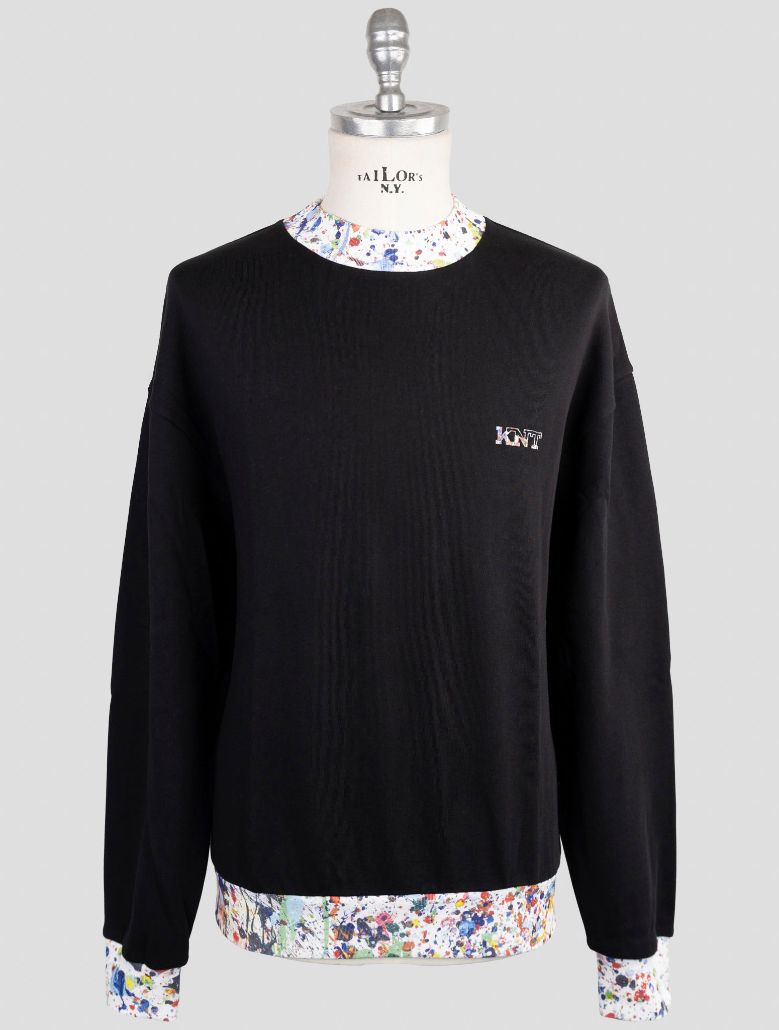 Kiton Knt Black Cotton Sweater Half Neck