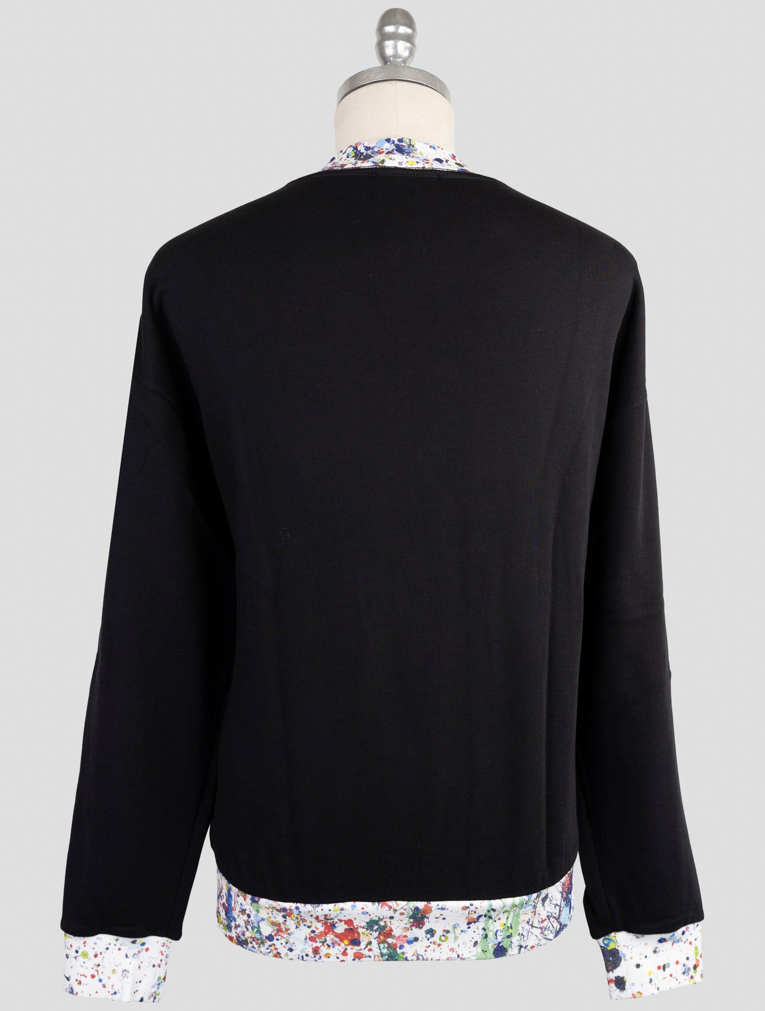 Kiton Knt Black Cotton Sweater Half Neck