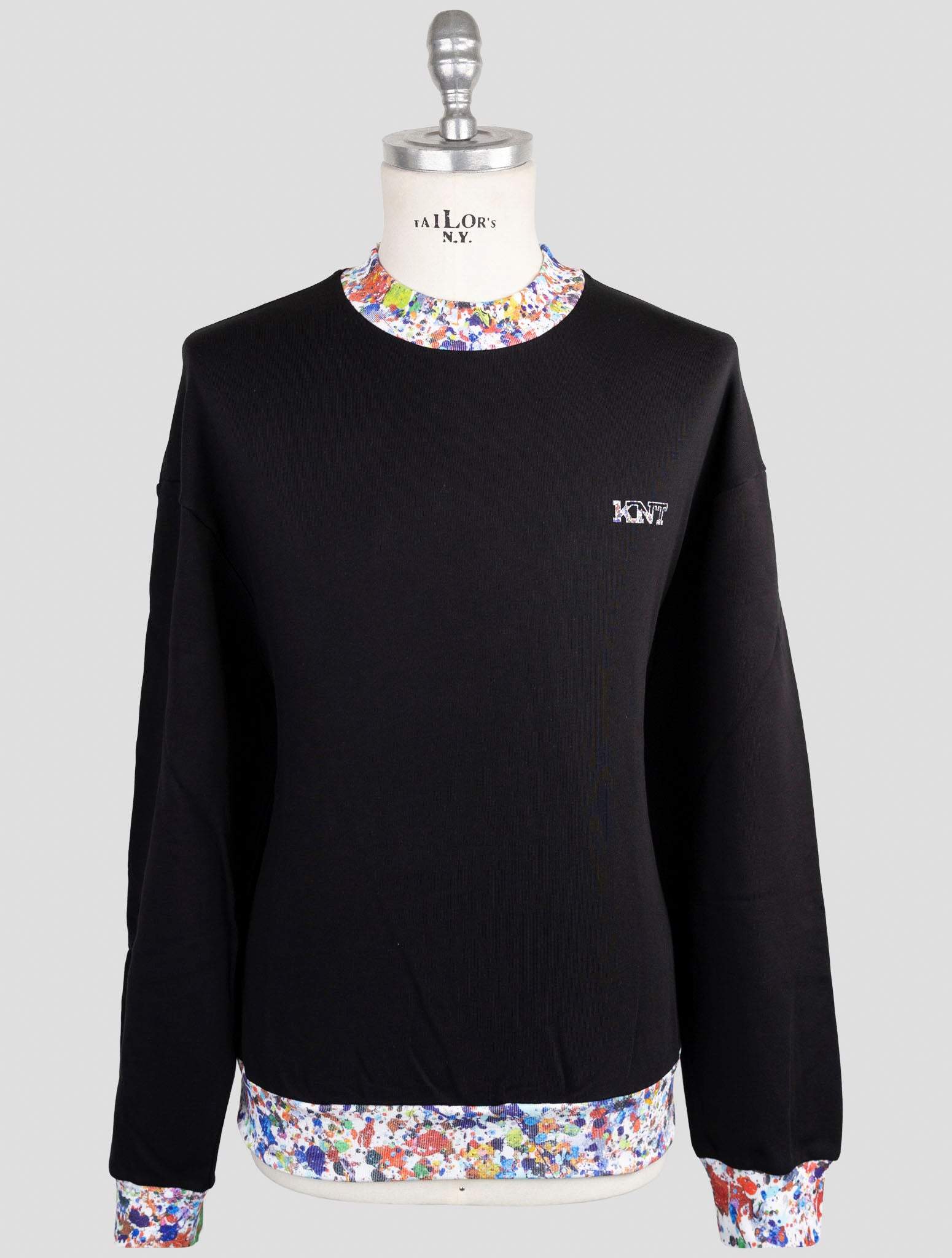 Kiton Knt Black Cotton Sweater Half Neck