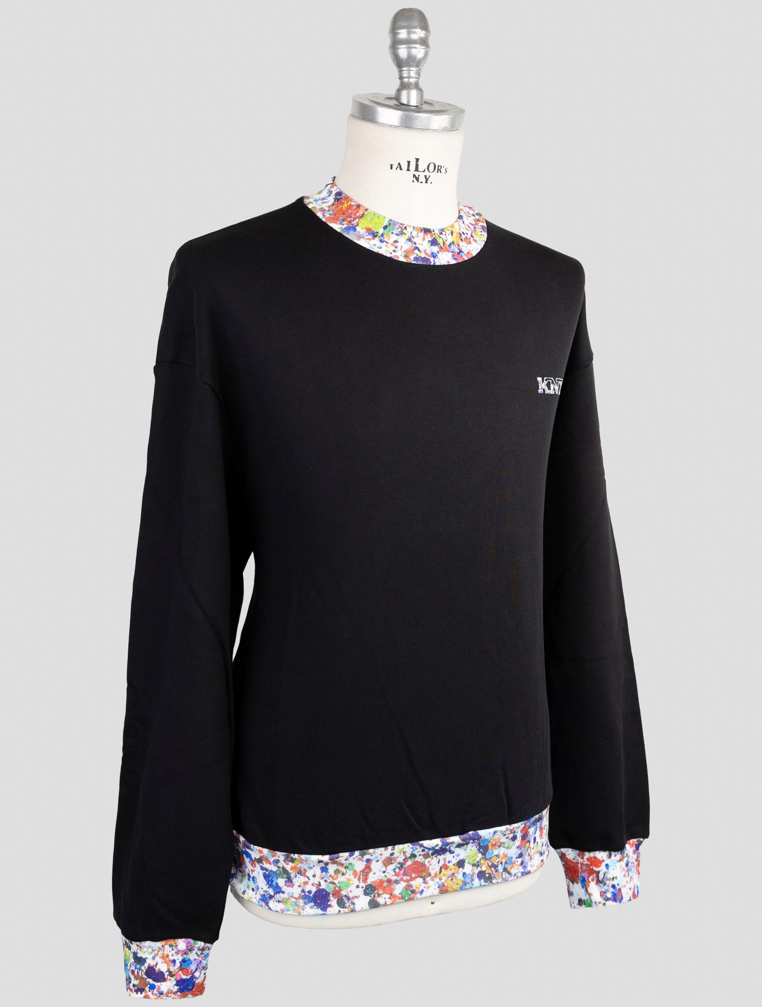 Kiton Knt Black Cotton Sweater Half Neck
