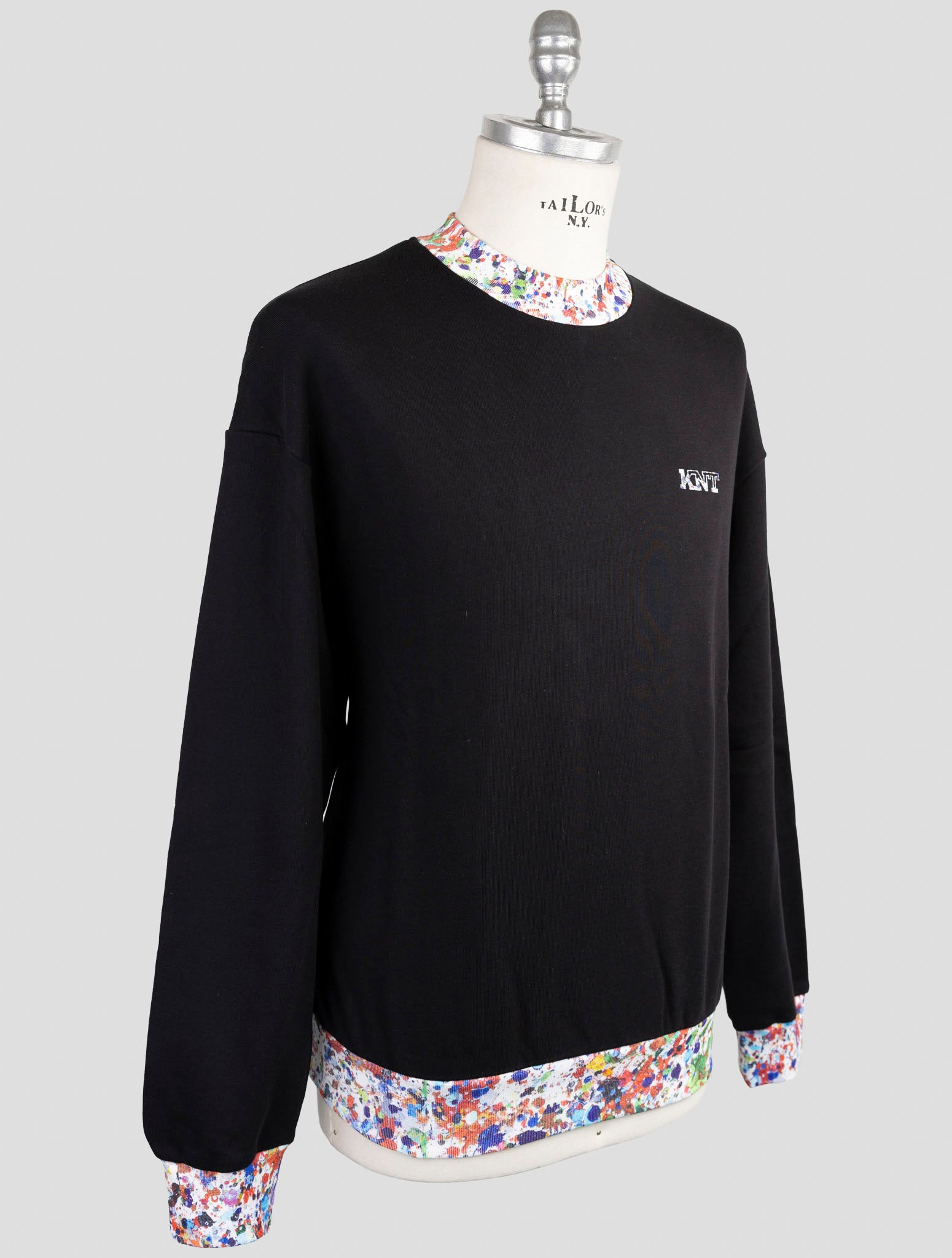 Kiton Knt Black Cotton Sweater Half Neck