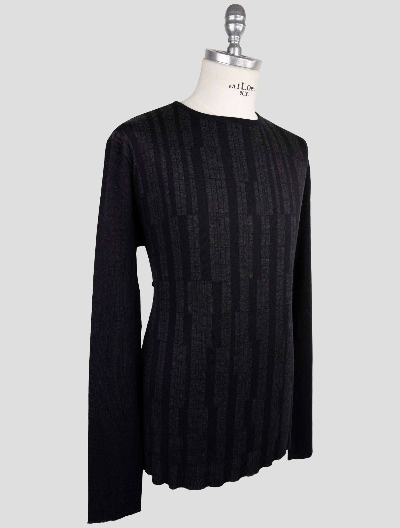 Kiton Knt Black Cashmere Wool Sweater Crewneck
