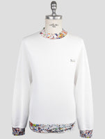 Kiton Knt White Cotton Sweater Half Neck