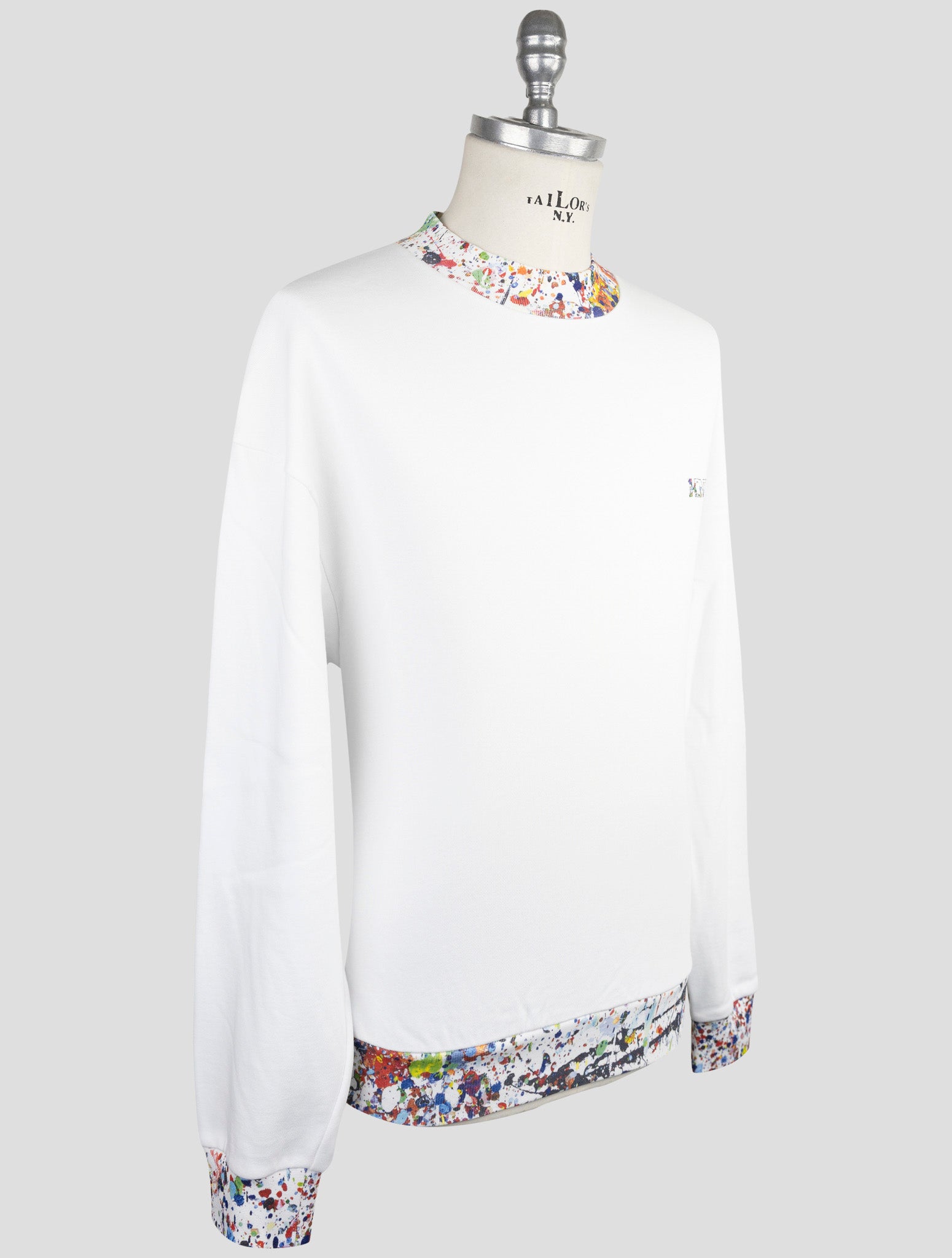 Kiton Knt White Cotton Sweater Half Neck