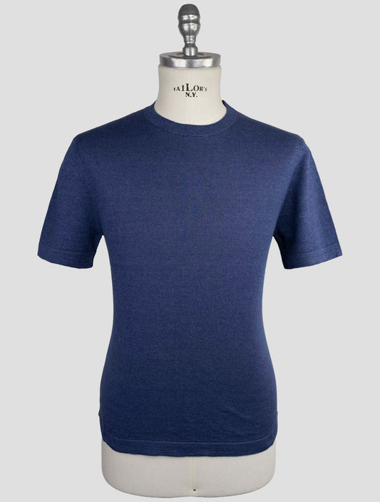 Kiton Knt Blue Linen Cotton T-Shirt