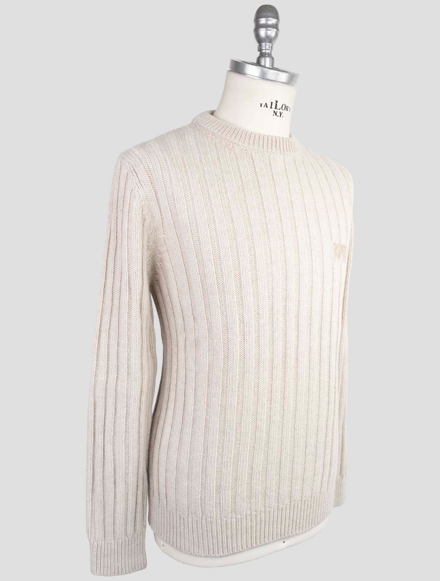 Kiton Knt Blue Virgin Wool Sweater Crewneck