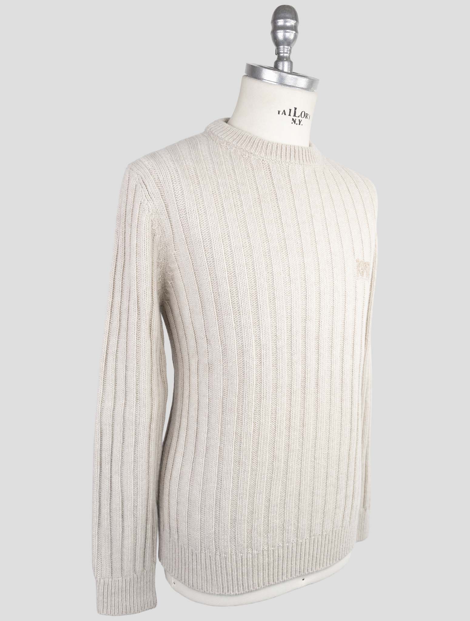 Kiton Knt Blue Virgin Wool Sweater Crewneck
