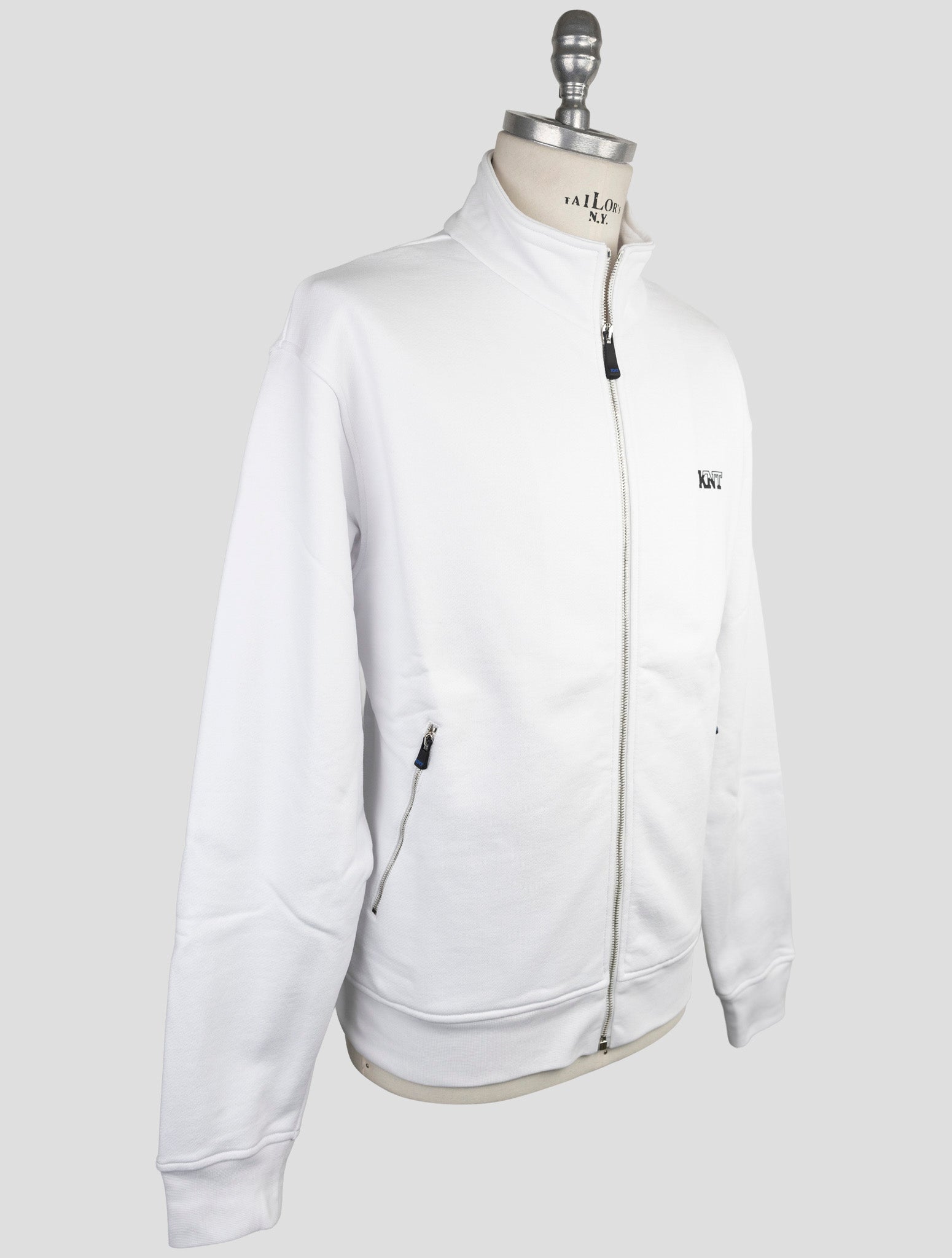 Kiton Knt White Cotton Sweater Full Zip
