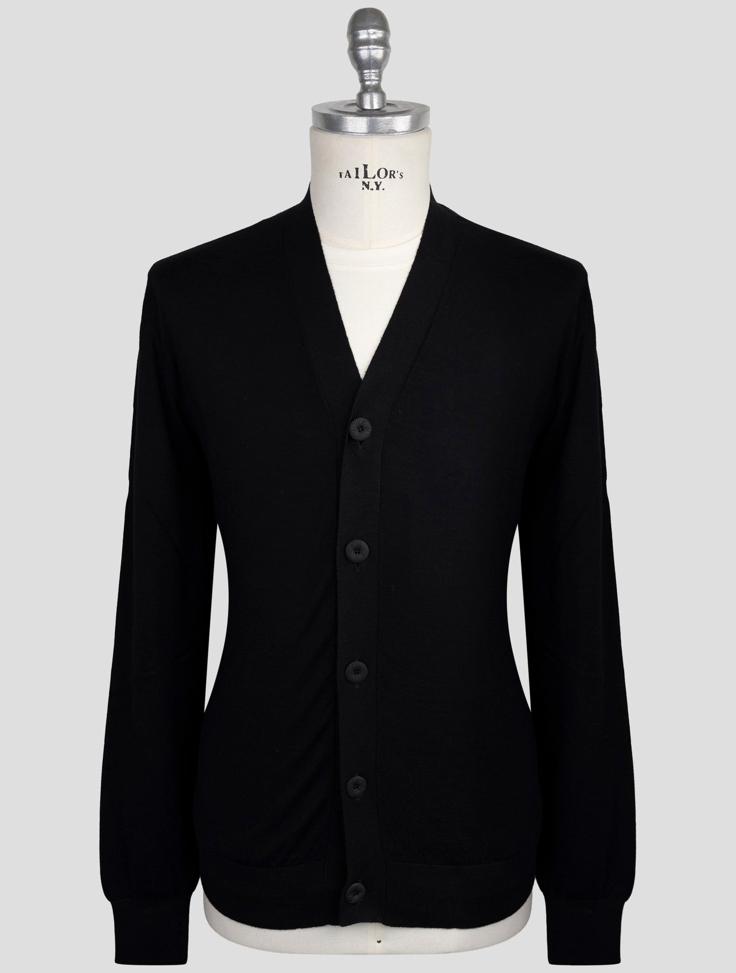 Kiton Knt Black Cotton Sweater Cardigan