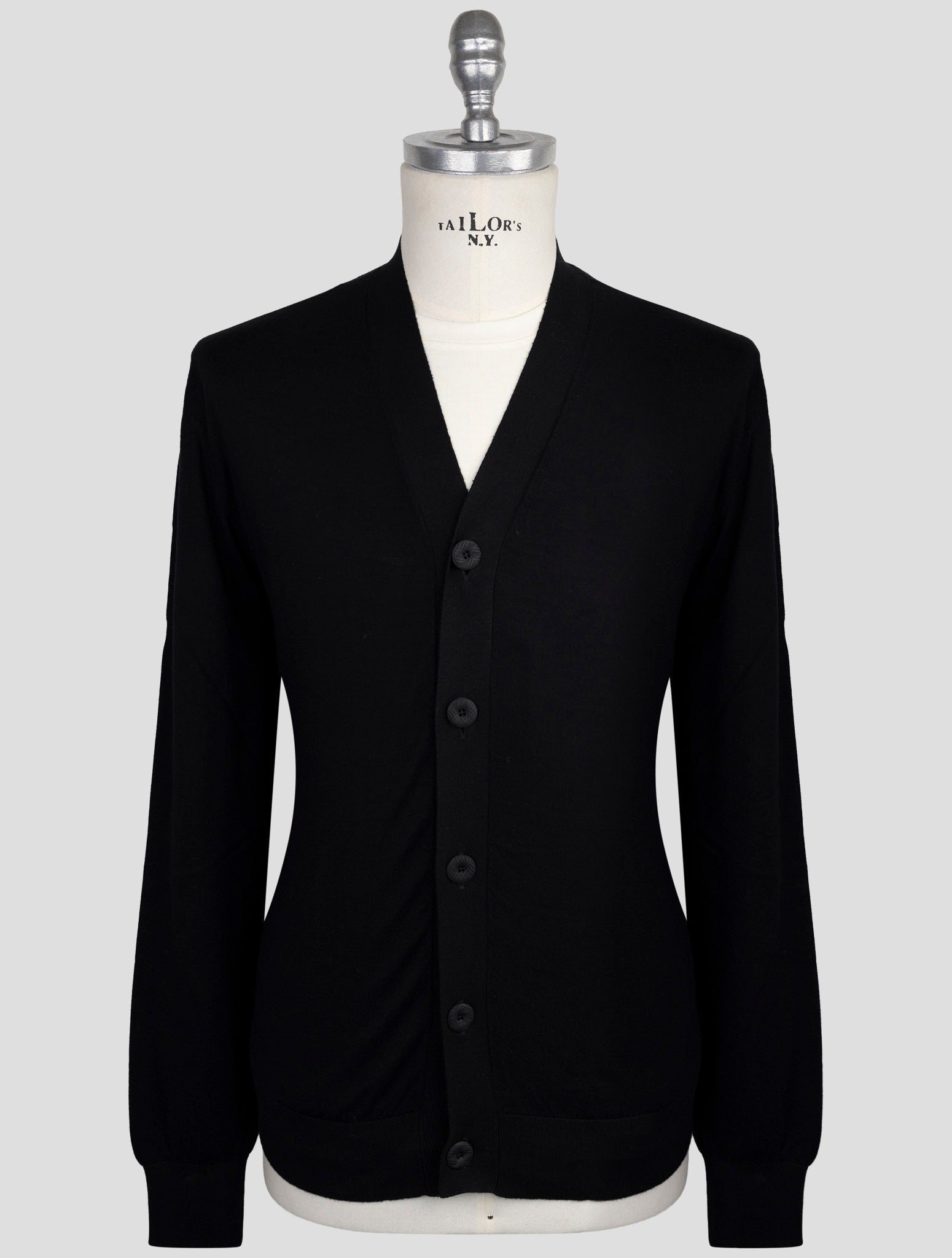 Kiton Knt Black Cotton Sweater Cardigan