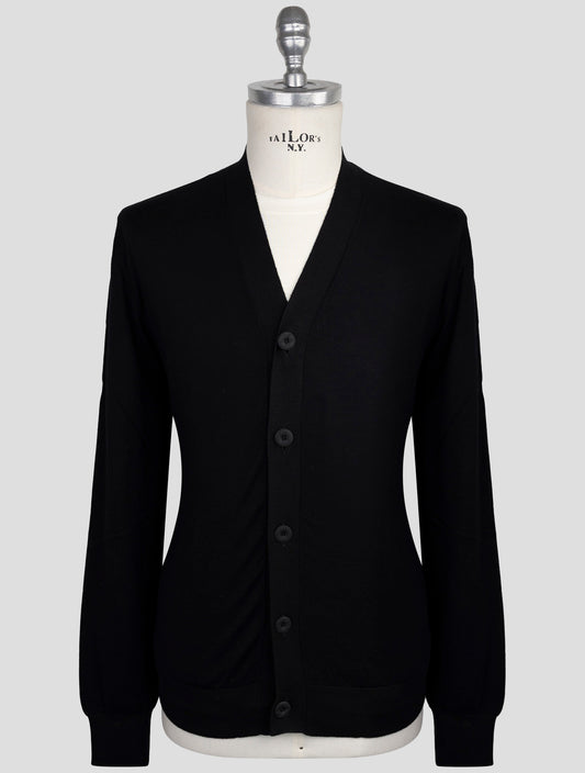 Kiton Knt Black Cotton Sweater Cardigan