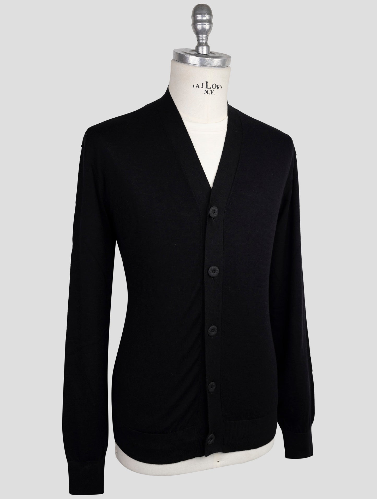 Kiton Knt Black Cotton Sweater Cardigan