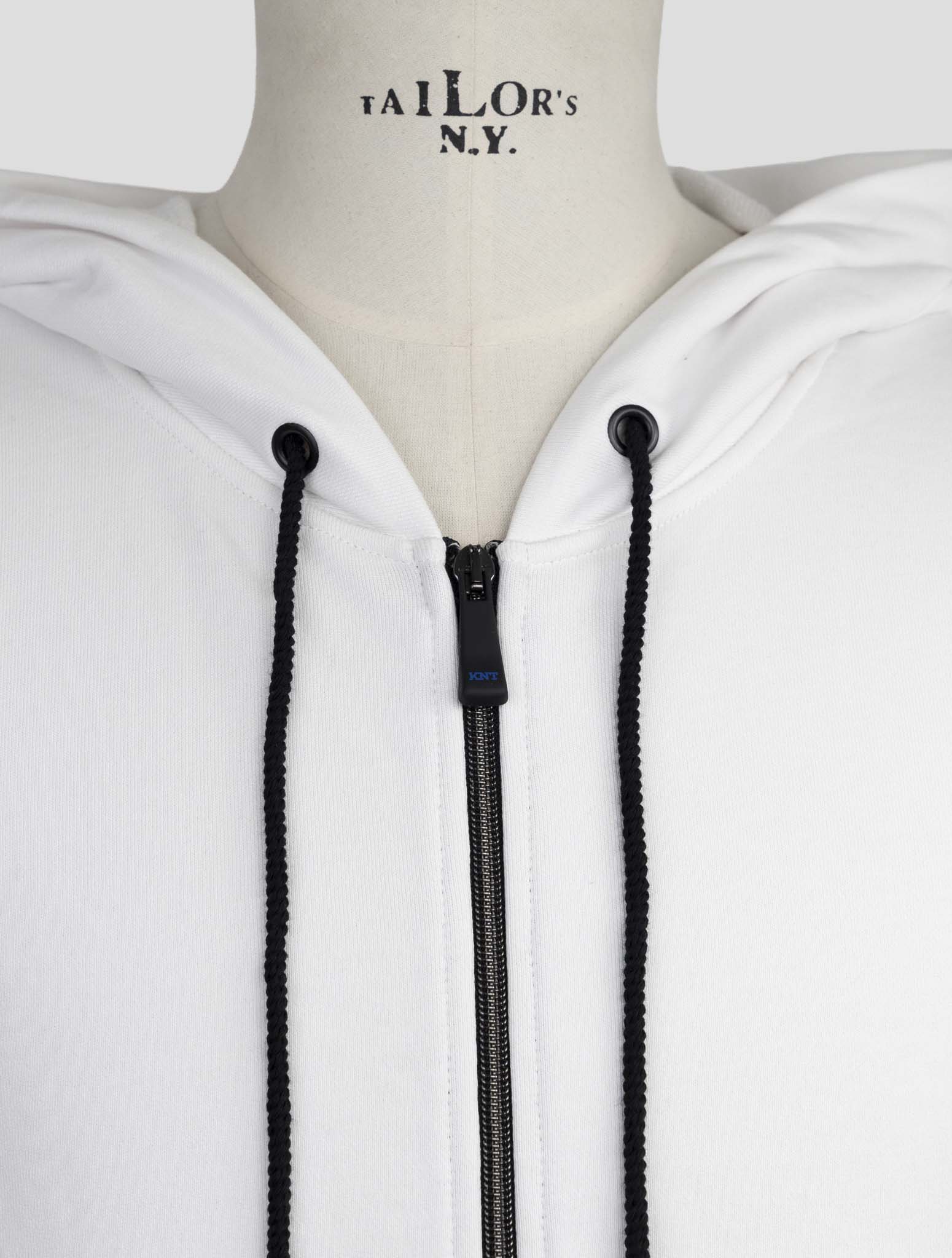 Kiton Knt White Cotton Sweater Full Zip