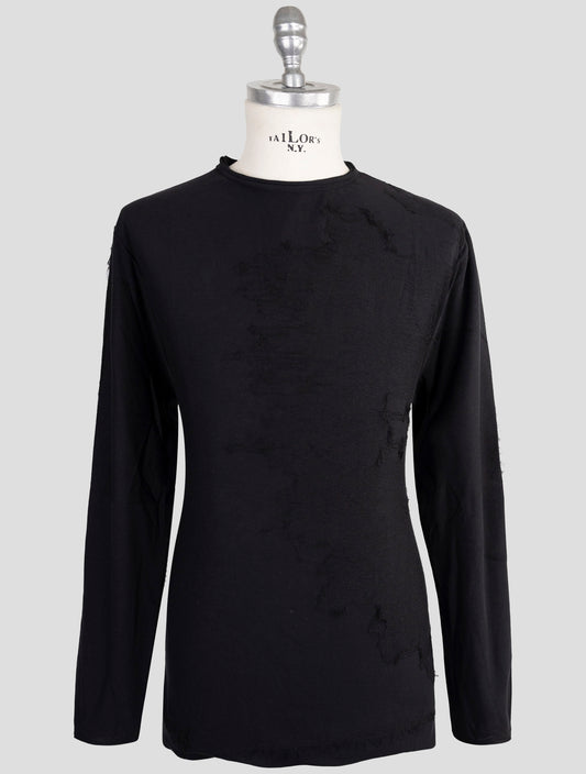 Kiton Knt Black Cotton Sweater Crewneck