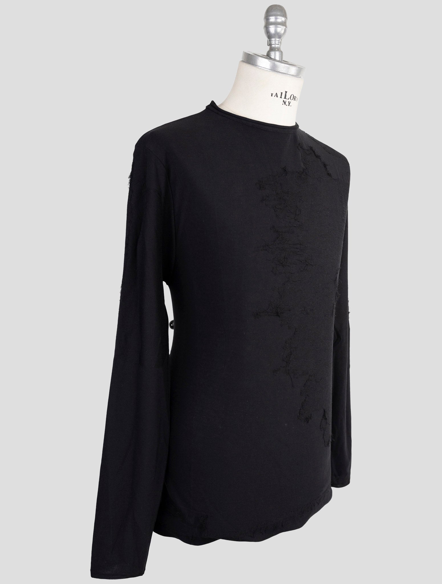 Kiton Knt Black Cotton Sweater Crewneck