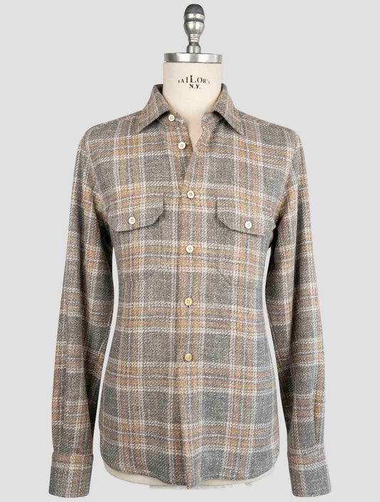 Kiton Multicolor Virgin Wool Silk Pa Cotton Shirt