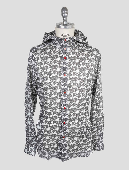 Kiton Gray White Linen Shirt Mariano